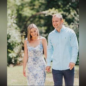 SWALLOW AND ROSE PRINTED TIE-STRAP MIDI DRESS